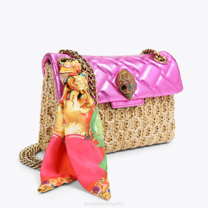 Kurt Geiger mujer londres rafia mini kensington 2LPR89 | bolsas combinación de oro